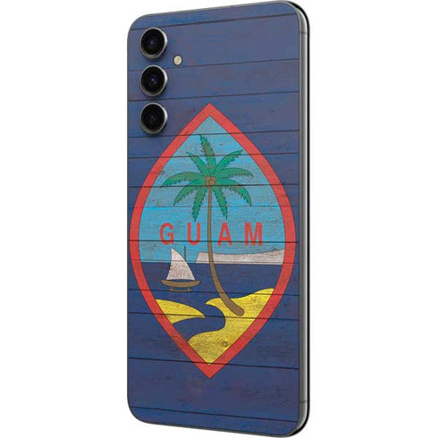 Guam Flag Dark Wood Galaxy A14 5G Skin